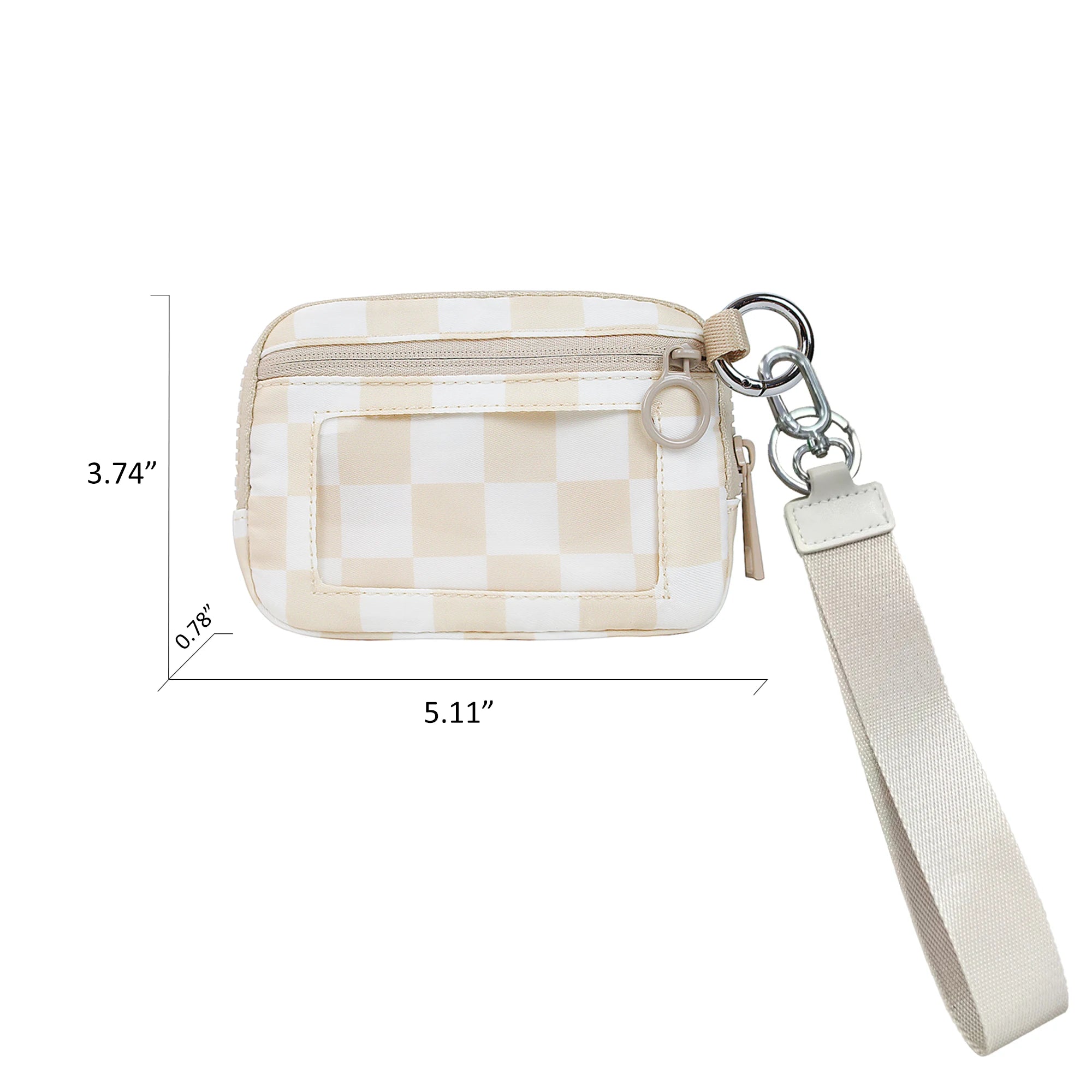 Women's Keychain Wallet The Iris Wallet Zip Waterproof Nylon Card Wallet Pouch Wristlet Zip Card Case with Clear ID Window