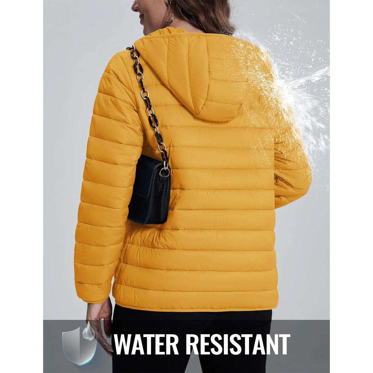 MAGCOMSEN Women's Lightweight Hooded Puffer Jacket Full Zip Quilted Coat Warm Winter Outerwear Casual
