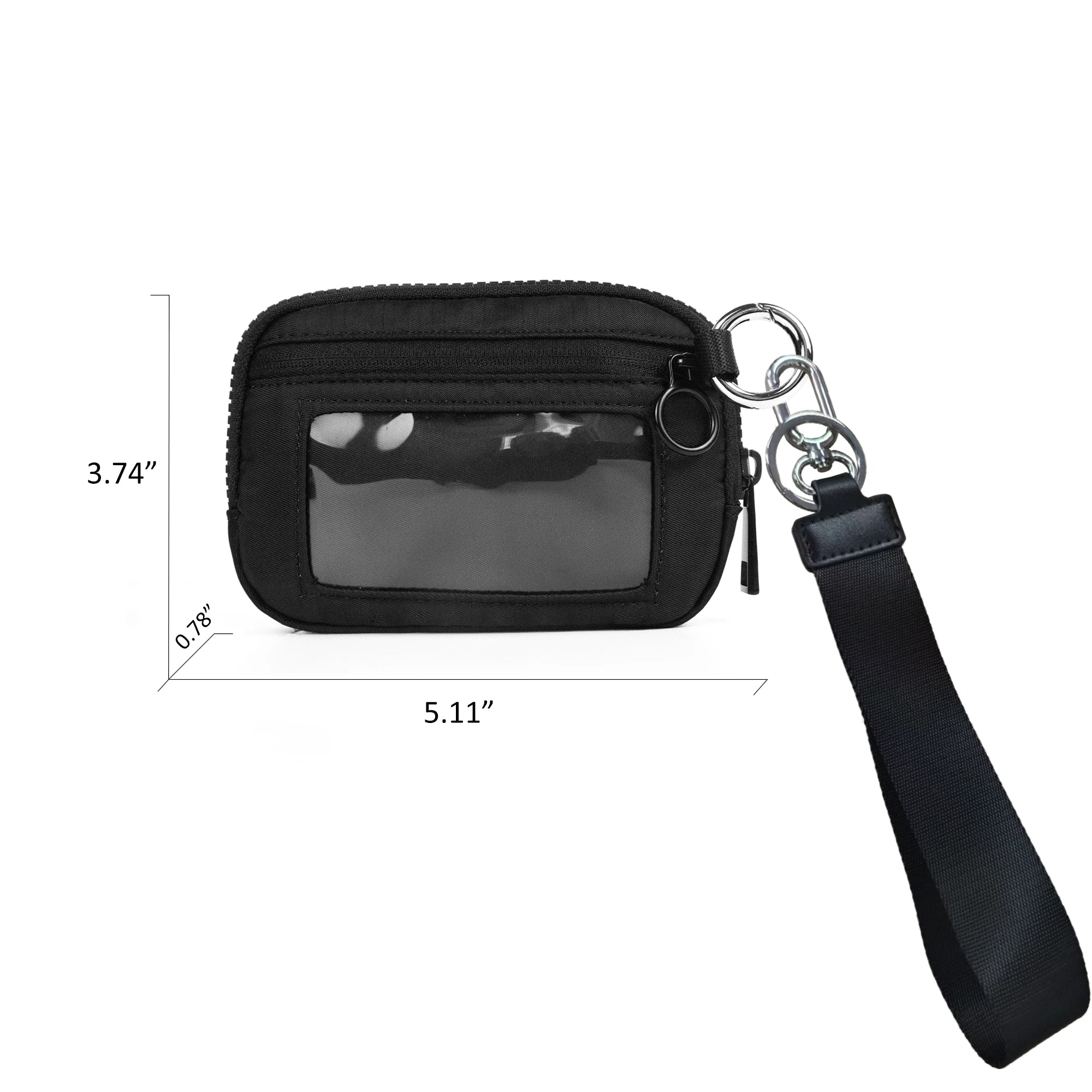 Women's Keychain Wallet The Iris Wallet Zip Waterproof Nylon Card Wallet Pouch Wristlet Zip Card Case with Clear ID Window