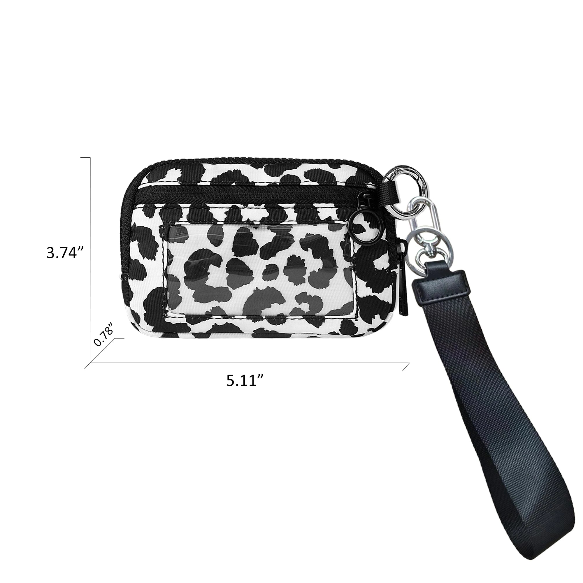 Women's Keychain Wallet The Iris Wallet Zip Waterproof Nylon Card Wallet Pouch Wristlet Zip Card Case with Clear ID Window