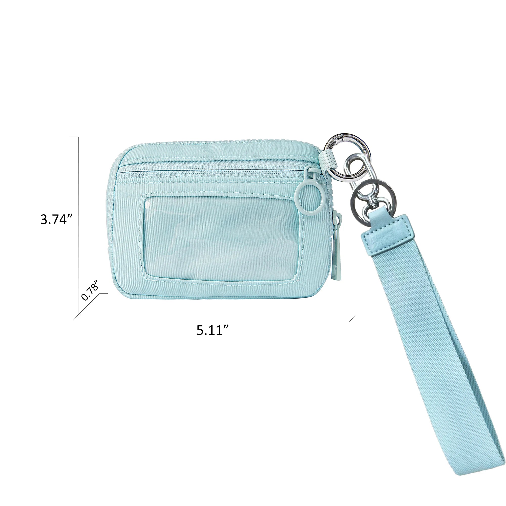 Women's Keychain Wallet The Iris Wallet Zip Waterproof Nylon Card Wallet Pouch Wristlet Zip Card Case with Clear ID Window