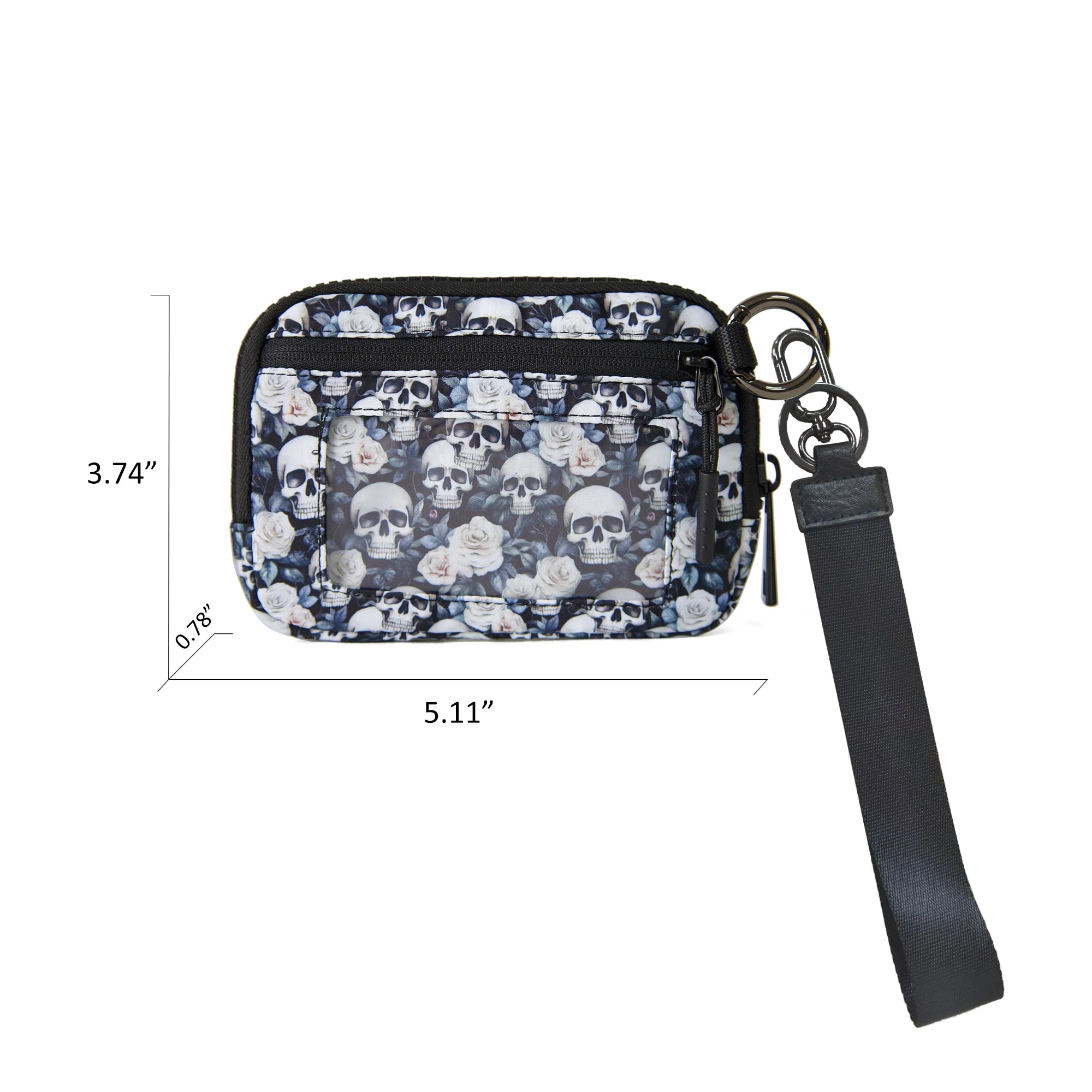 Women's Keychain Wallet The Iris Wallet Zip Waterproof Nylon Card Wallet Pouch Wristlet Zip Card Case with Clear ID Window