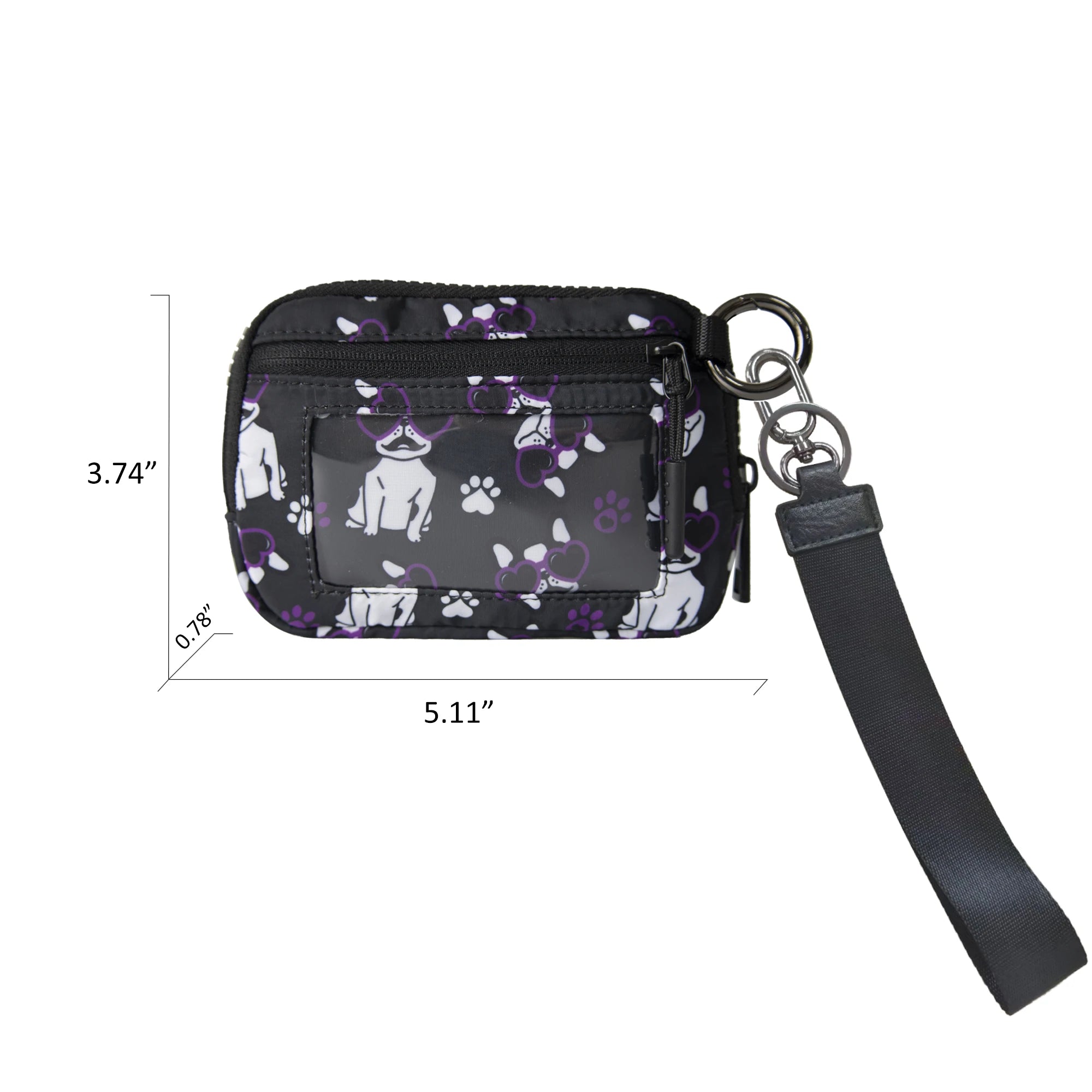 Women's Keychain Wallet The Iris Wallet Zip Waterproof Nylon Card Wallet Pouch Wristlet Zip Card Case with Clear ID Window