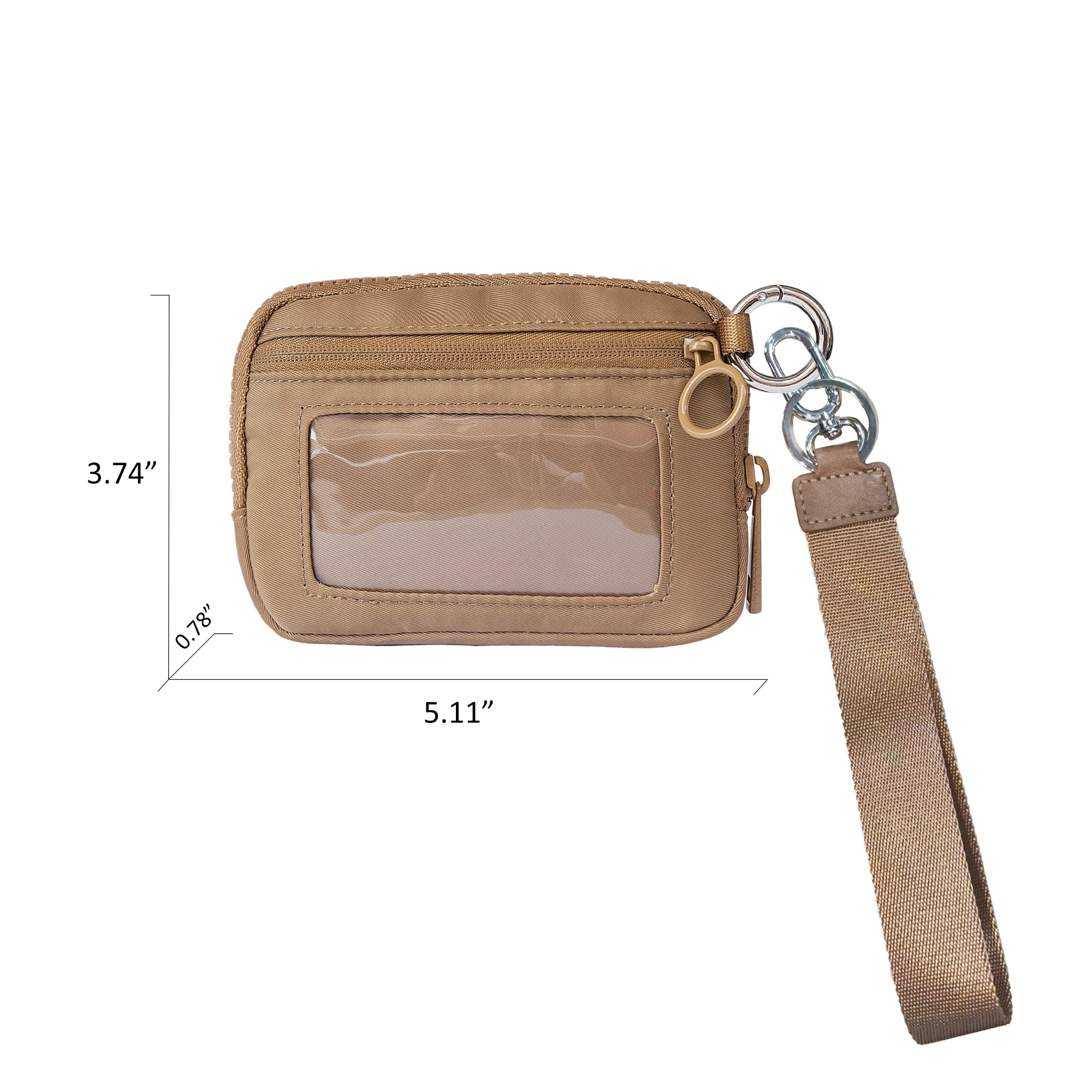 Women's Keychain Wallet The Iris Wallet Zip Waterproof Nylon Card Wallet Pouch Wristlet Zip Card Case with Clear ID Window