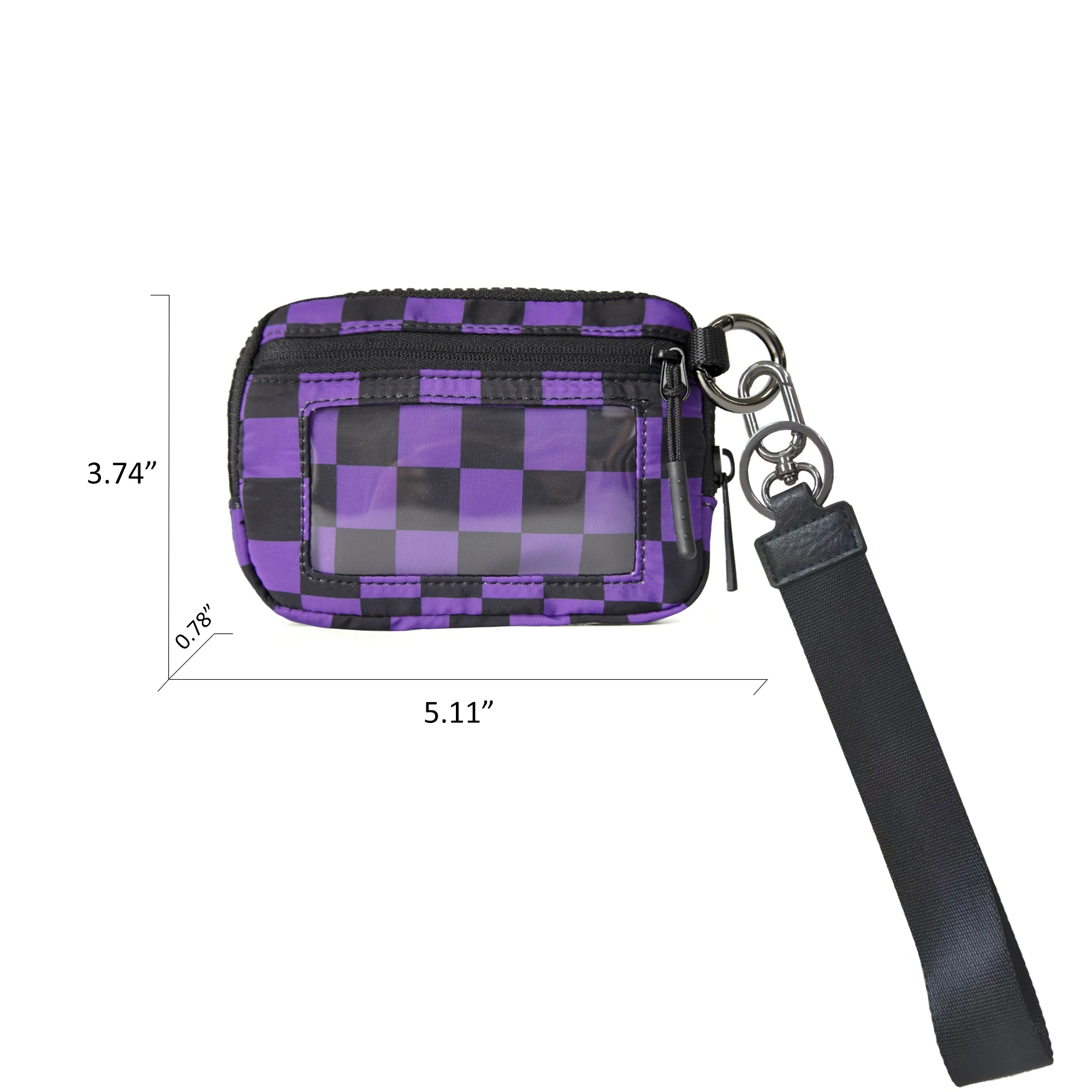 Women's Keychain Wallet The Iris Wallet Zip Waterproof Nylon Card Wallet Pouch Wristlet Zip Card Case with Clear ID Window