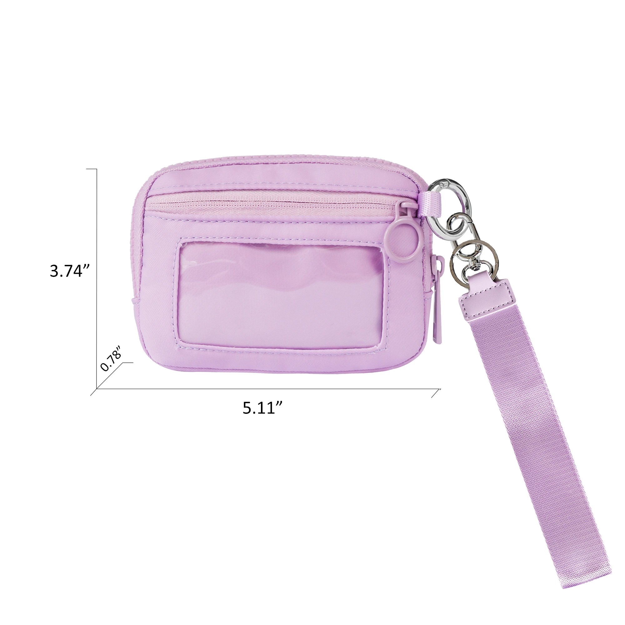 Women's Keychain Wallet The Iris Wallet Zip Waterproof Nylon Card Wallet Pouch Wristlet Zip Card Case with Clear ID Window