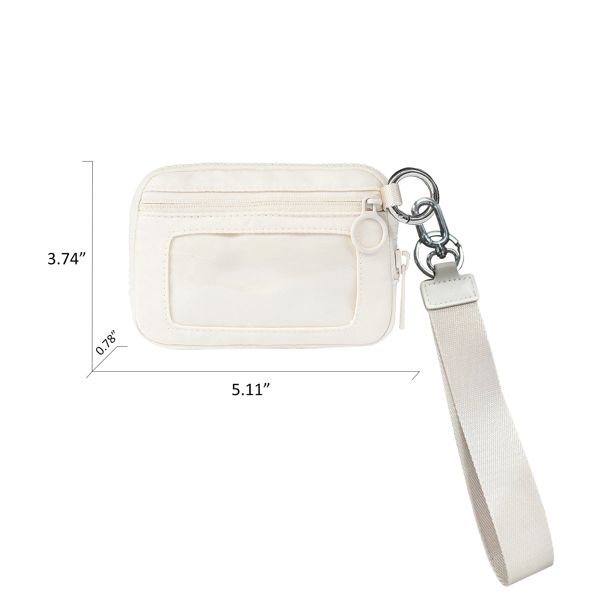 Women's Keychain Wallet The Iris Wallet Zip Waterproof Nylon Card Wallet Pouch Wristlet Zip Card Case with Clear ID Window