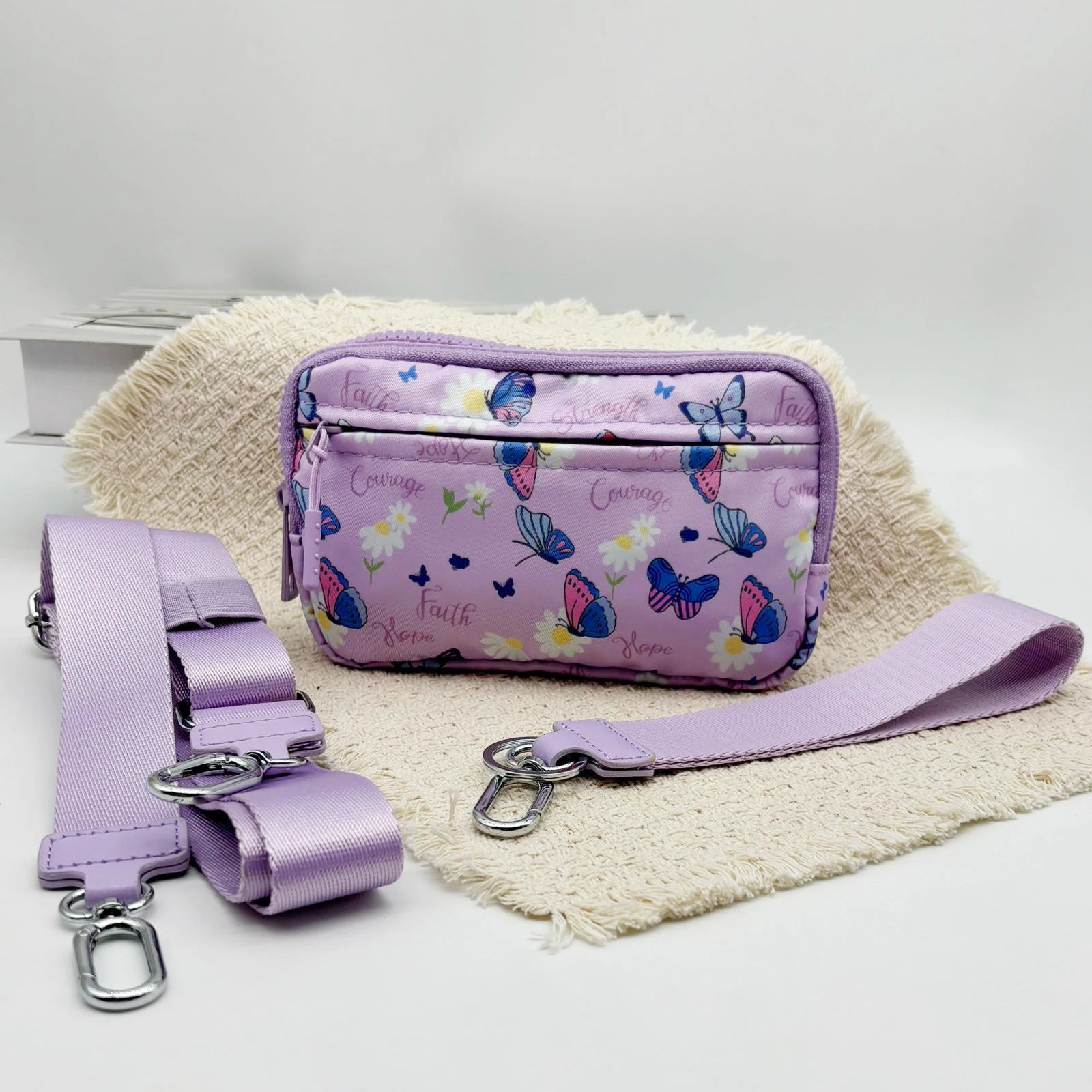 Checkered Wristlet Wallets for Women with ID Window Small Nylon Crossbody Bum Bag Cute Wristlet Purse with 4 Zippers