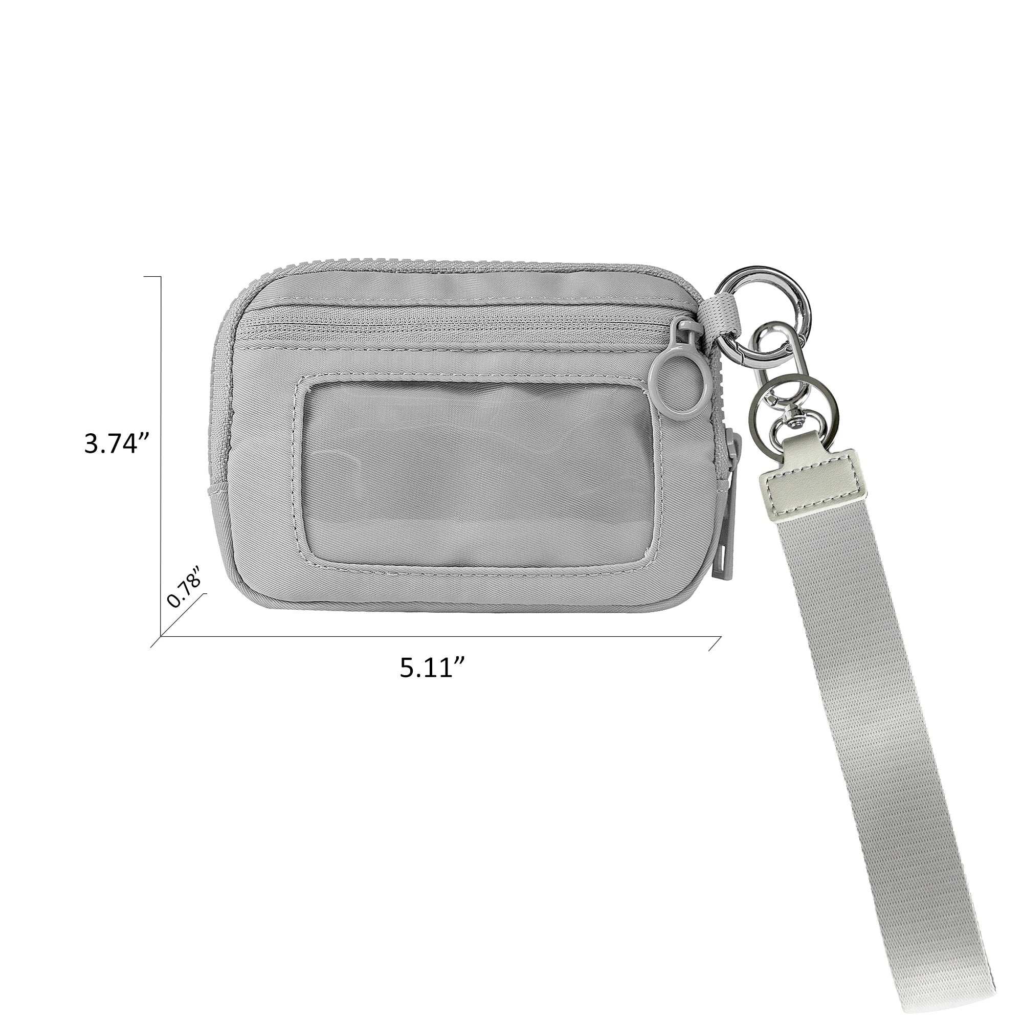 Women's Keychain Wallet The Iris Wallet Zip Waterproof Nylon Card Wallet Pouch Wristlet Zip Card Case with Clear ID Window