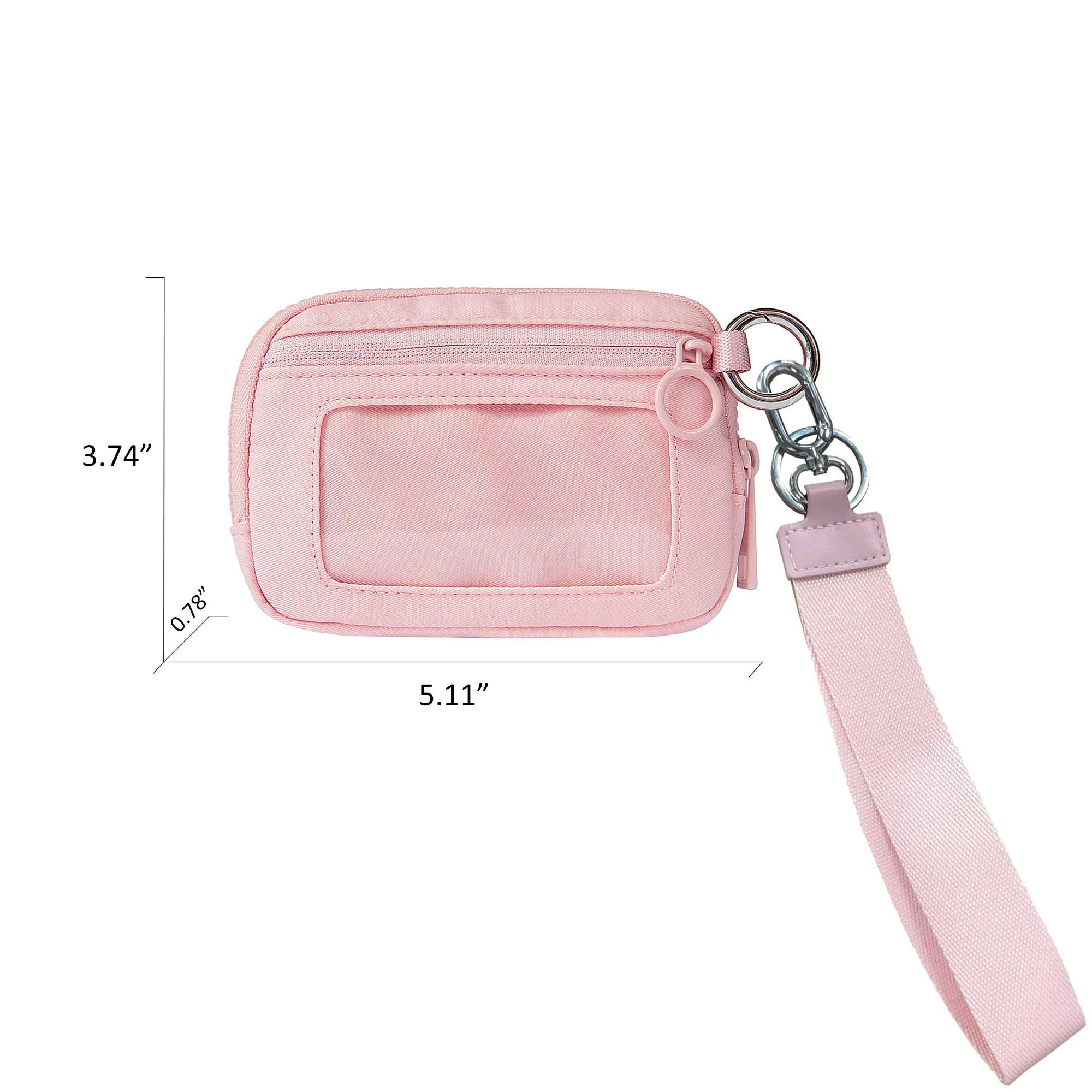 Women's Keychain Wallet The Iris Wallet Zip Waterproof Nylon Card Wallet Pouch Wristlet Zip Card Case with Clear ID Window