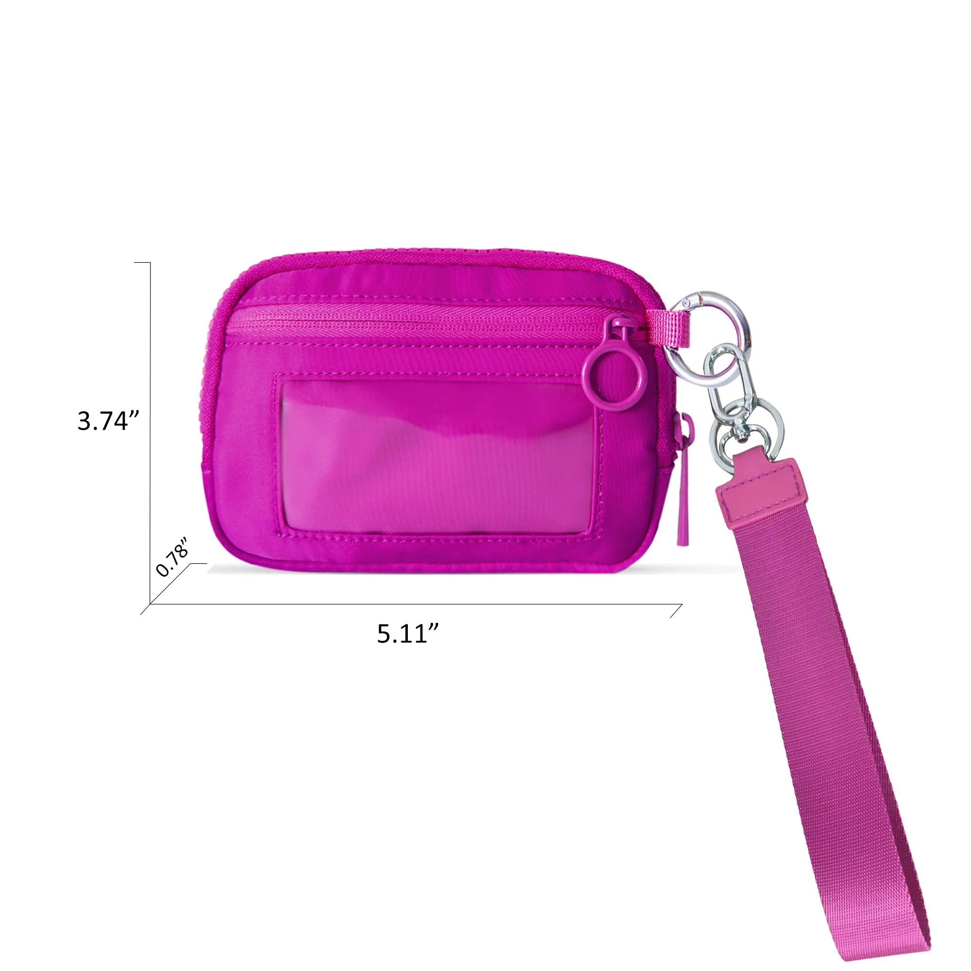 Women's Keychain Wallet The Iris Wallet Zip Waterproof Nylon Card Wallet Pouch Wristlet Zip Card Case with Clear ID Window