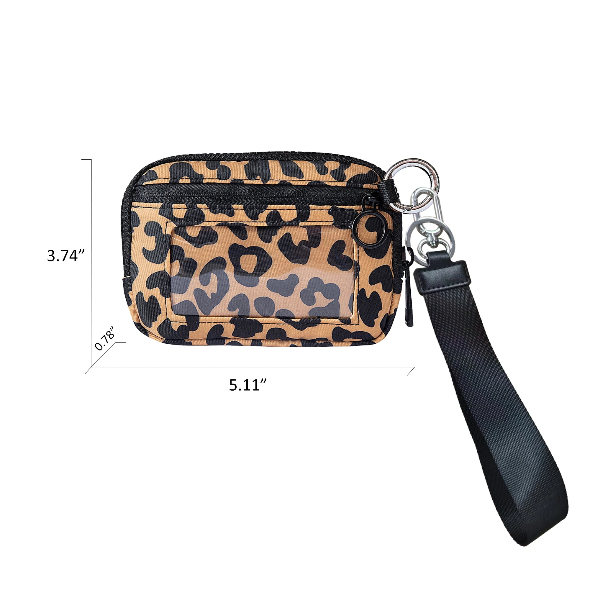 Women's Keychain Wallet The Iris Wallet Zip Waterproof Nylon Card Wallet Pouch Wristlet Zip Card Case with Clear ID Window