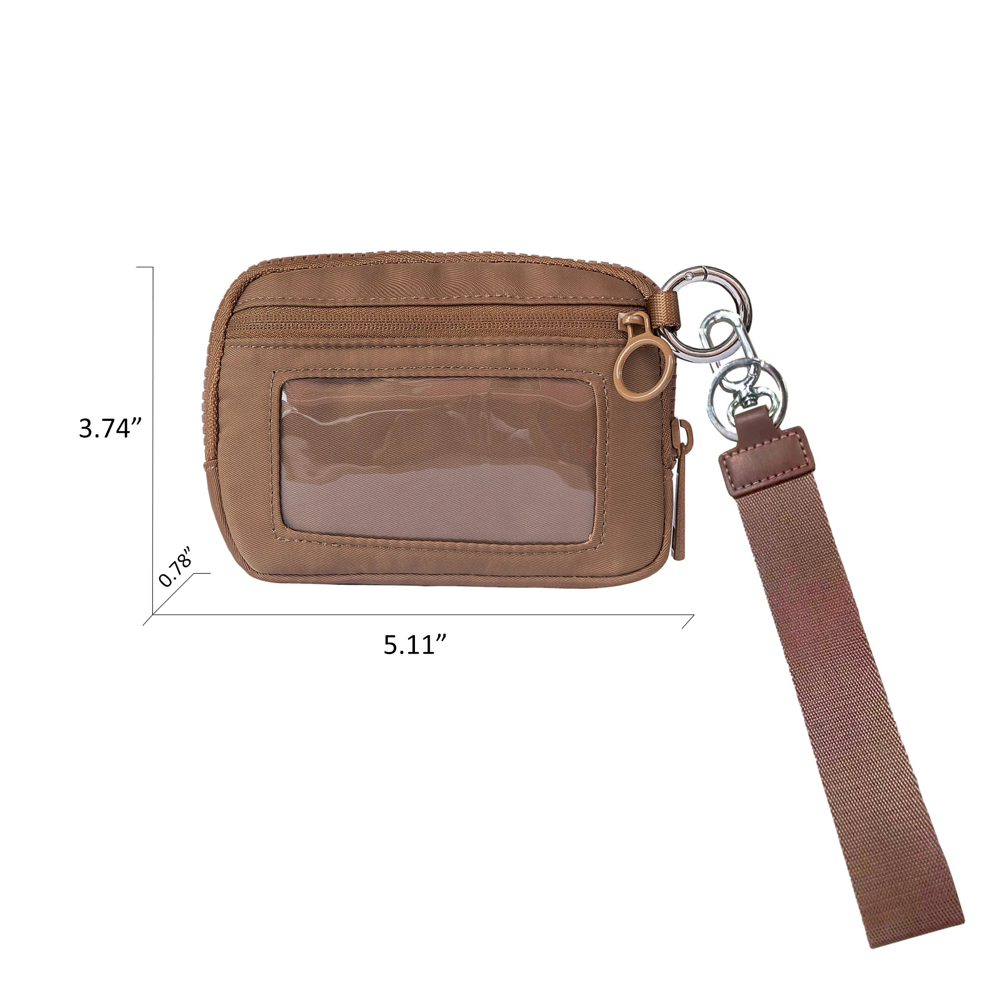 Women's Keychain Wallet The Iris Wallet Zip Waterproof Nylon Card Wallet Pouch Wristlet Zip Card Case with Clear ID Window