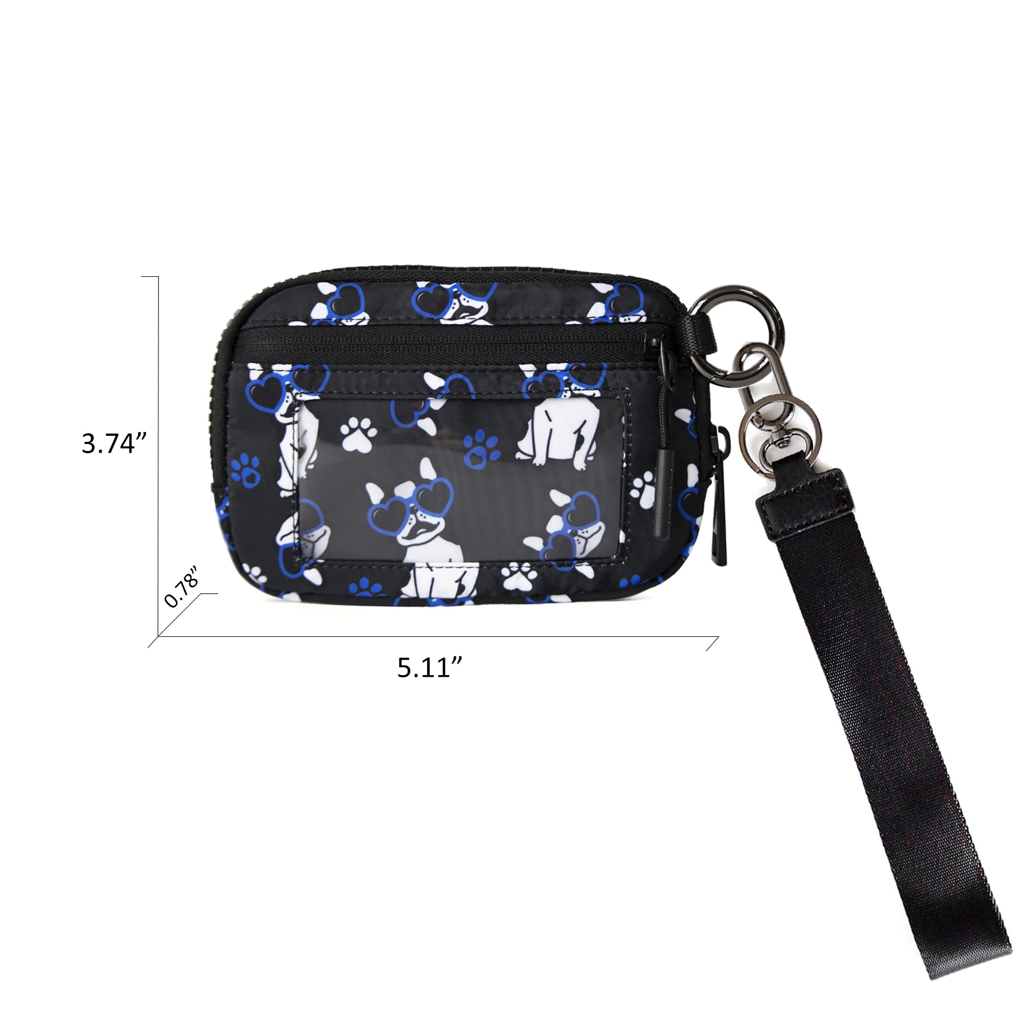 Women's Keychain Wallet The Iris Wallet Zip Waterproof Nylon Card Wallet Pouch Wristlet Zip Card Case with Clear ID Window